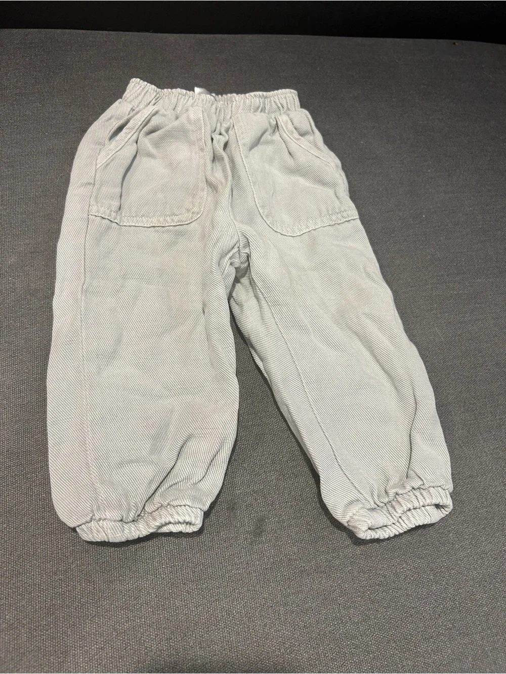 Zara Elastic-Waist Light Gray Pull-On Pants (6-9mo)
